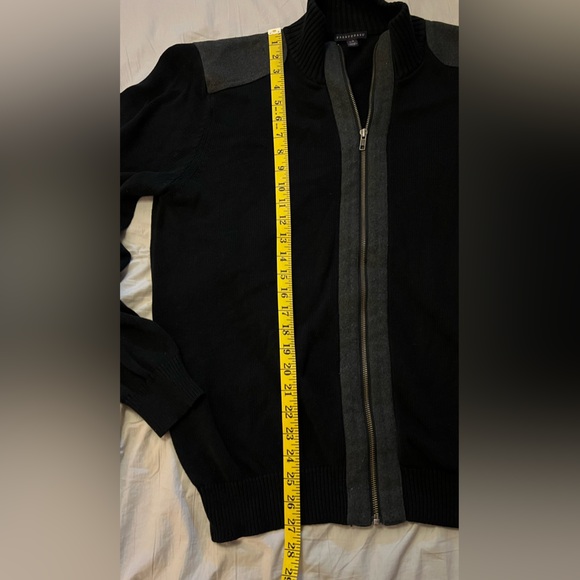 Paraphrase Black and Gray Full Zip Sweater with Knit Design - Picture 4 of 6